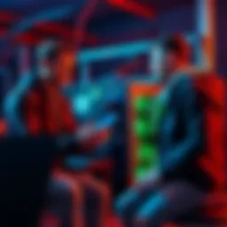 Two friends discussing costs and sharing a Bitcoin mining rig