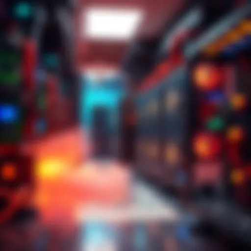 Bitcoin Mining and Proof-of-Work A visual representation of Bitcoin mining showcasing computer rigs and energy sources, highlighting the Proof-of-Work mechanism.