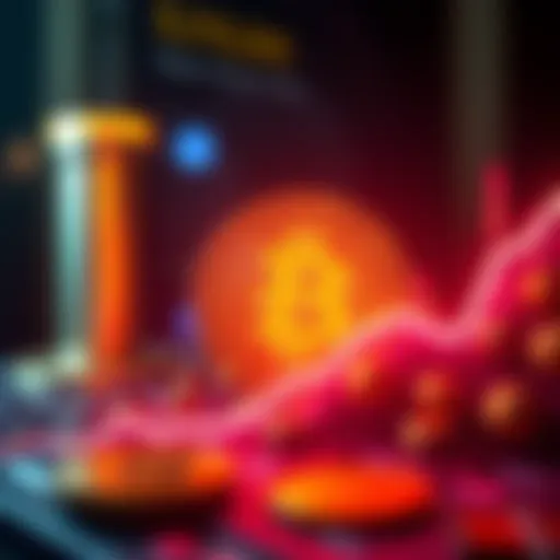 A graphic showing Bitcoin symbol with a rising chart, indicating an increase in value as it approaches $50,000.