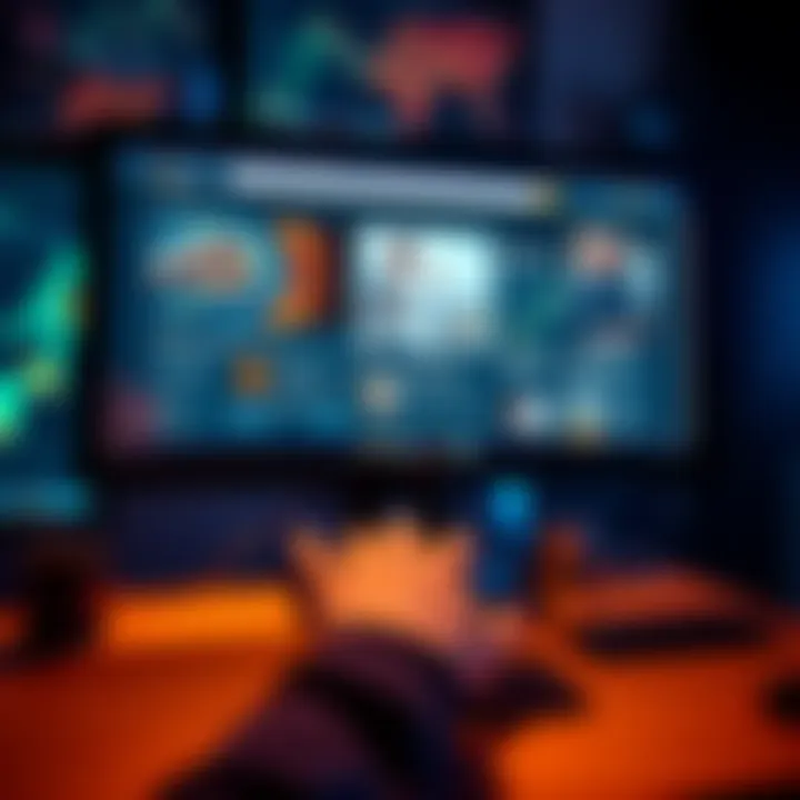 A person using a computer to access a Bitcoin news aggregator site with various crypto news articles displayed.