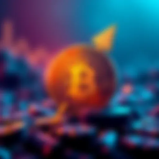 A graphic showing Bitcoin's symbol with a rising arrow, symbolizing the debate on its potential to reach one million dollars.