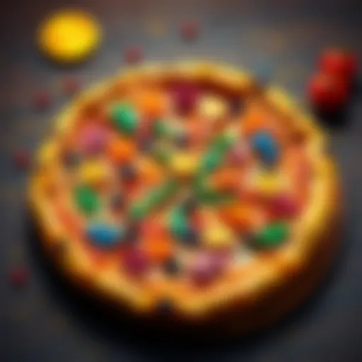Artwork featuring a colorful pizza with Bitcoin symbols and playful designs celebrating Bitcoin Pizza Day