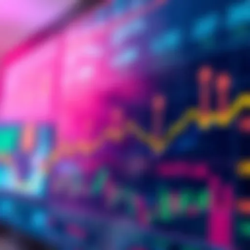 A colorful chart showing extreme Bitcoin predictions, with arrows pointing up and down, representing volatility.