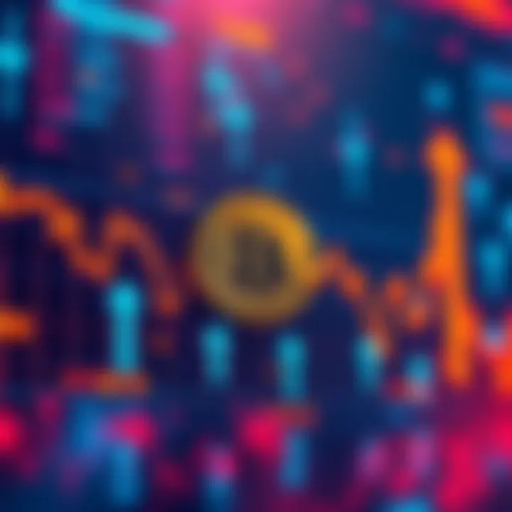 Bitcoin Price Chart A visual representation of Bitcoin's fluctuating price trends with upward and downward arrows indicating market changes.