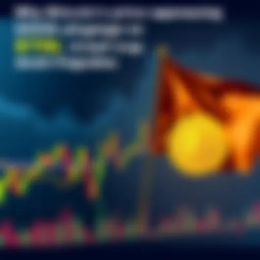 Bitcoin price chart with bear flag Graph showing Bitcoin price approaching $70k with bear flag pattern highlighted