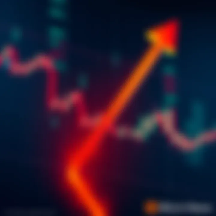 Graph showing Bitcoin value dropping with a downward arrow, symbolizing market concerns