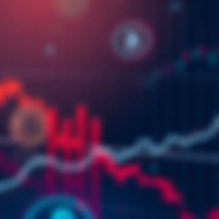 A downward trending Bitcoin price chart with red bars, indicating a potential losing streak for the cryptocurrency