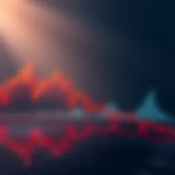 A graph depicting Bitcoin's price dropping sharply, with red arrows indicating downward trends, representing concerns over its potential low in October 2026.