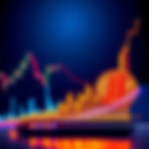 A Bitcoin price chart indicating a downward trend with bearish signs and investors looking concerned.