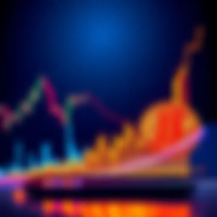 A Bitcoin price chart indicating a downward trend with bearish signs and investors looking concerned.