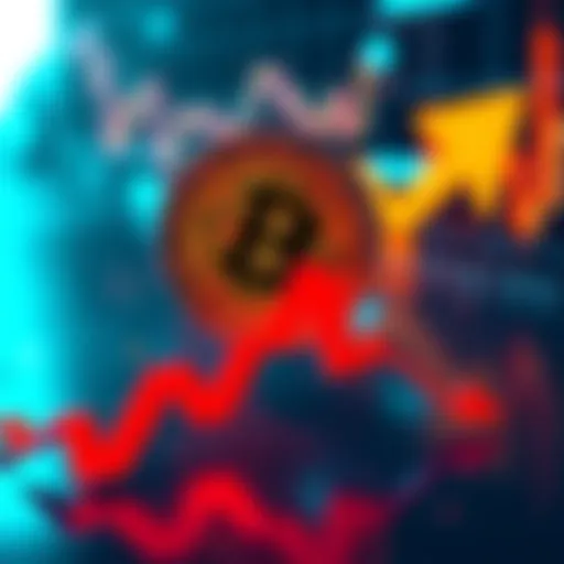 Graph showing Bitcoin value falling below $94,000 with arrows indicating a downward trend