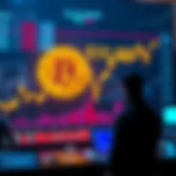 A graph showing a sharp decline in Bitcoin value to $60,000, with worried traders observing the market, reflecting concerns about fund failures.