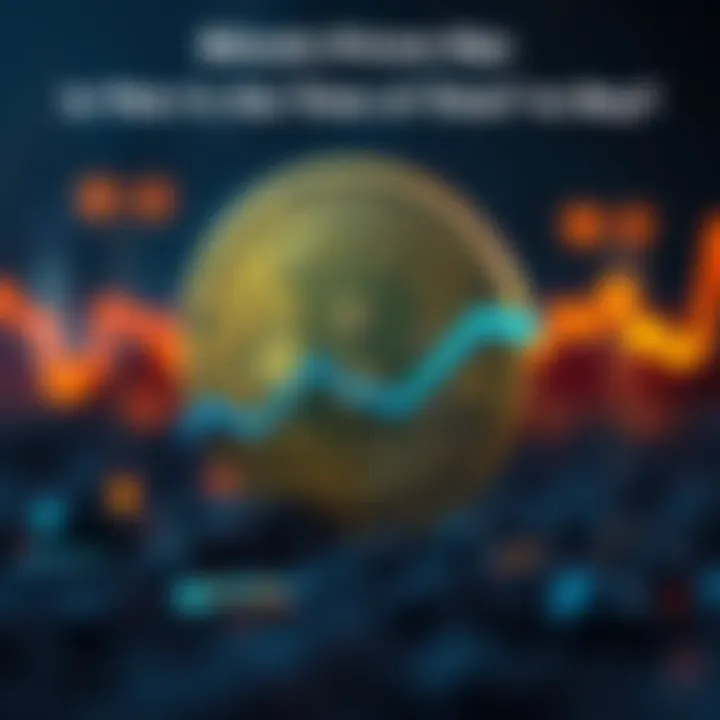 Bitcoin price drop A digital Bitcoin symbol with a downward trend line in the background indicating a price drop.