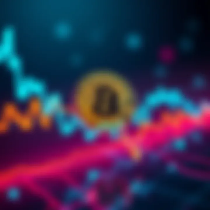 A downward trend graph showing Bitcoin prices decreasing