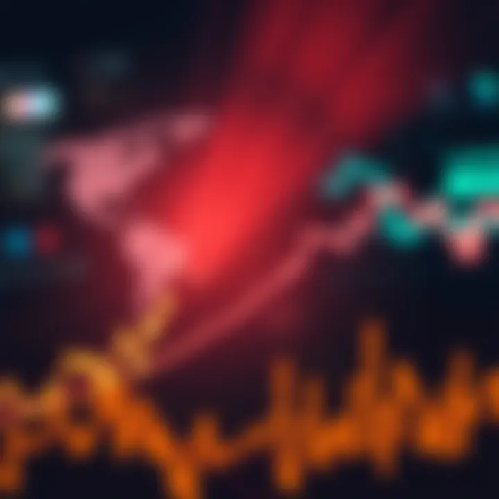 A graph showing Bitcoin's price decline with a downward trend line, indicating market volatility.