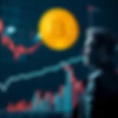 Bitcoin Price Drop Graph showing a downward trend in Bitcoin prices with a worried investor looking on.