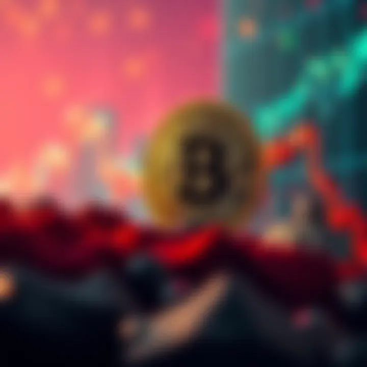 A graph showing Bitcoin's price declining sharply, symbolizing a market correction.