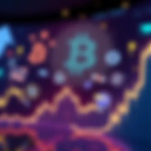 Bitcoin price drop graph A downward trend graph showing Bitcoin prices declining, with symbols of fear and uncertainty in the background.