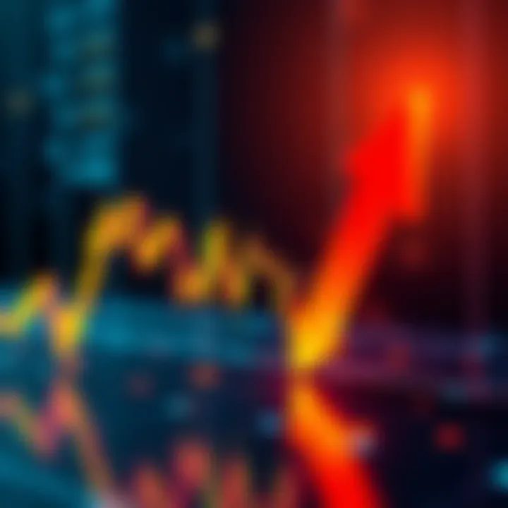 Graph showing the declining trend of Bitcoin prices with a downward arrow