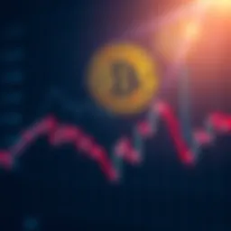 Bitcoin price chart with downward trend A Bitcoin price chart showing a significant drop, symbolizing market manipulation by banks