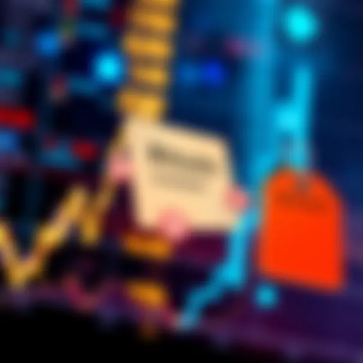 A graph showing a downward trend in Bitcoin prices, with a positive note highlighting investment resilience, and a discount tag symbolizing opportunity.