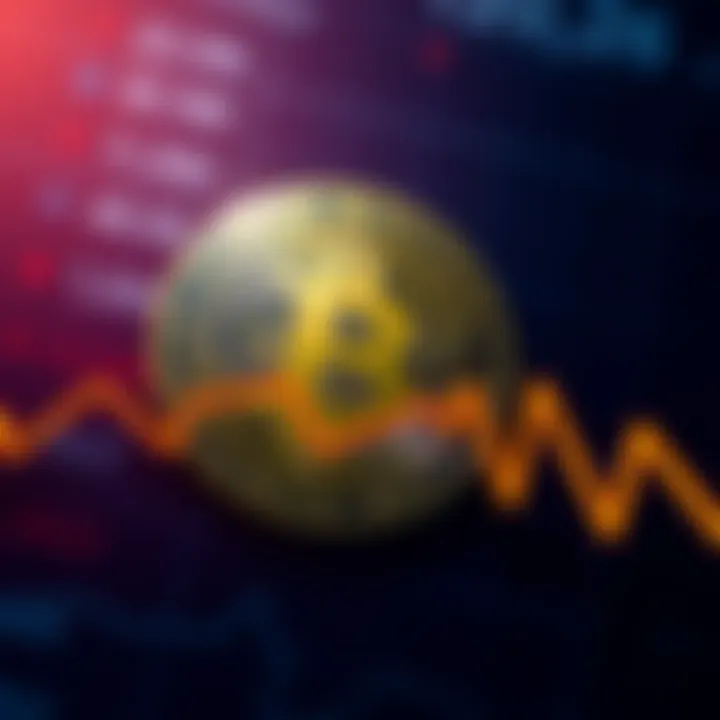 Bitcoin logo with falling graph The Bitcoin logo with a downward trending price graph, representing losses in Texas' investment.