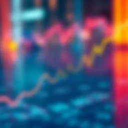 Bitcoin Price Fluctuation A digital representation of Bitcoin's fluctuating value, showing an upward and downward trend line on a graph.