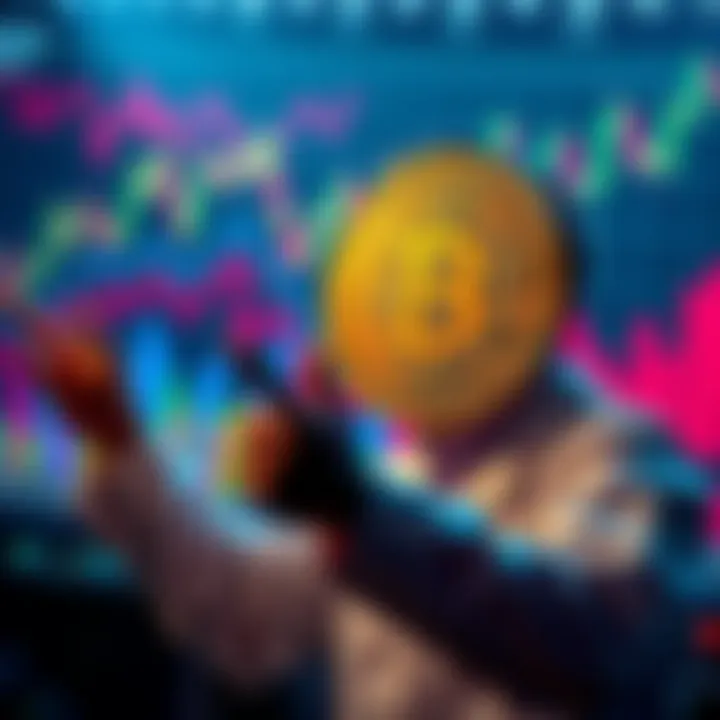 Blockchain researcher predicting Bitcoin reaching $53,000 with charts and graphs in the background