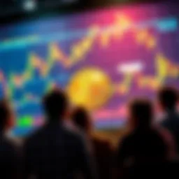 Bitcoin Price Prediction A group of people discussing Bitcoin price predictions with charts and graphs in the background.