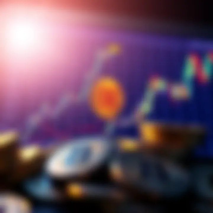 A graph showing Bitcoin price trends and potential movements for 2026 with coins in the foreground