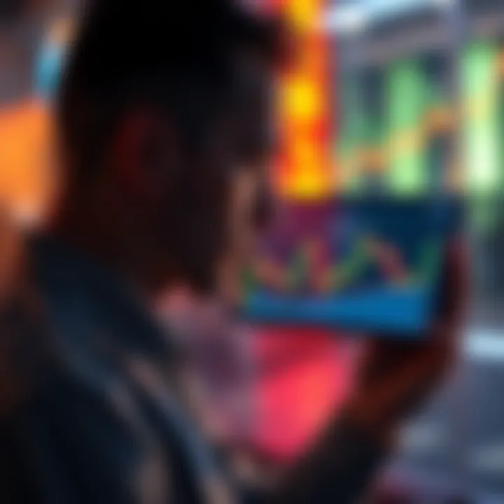 Bitcoin Price Reflection A person looking at a graph showing Bitcoin's early price movement, contemplating investment decisions.