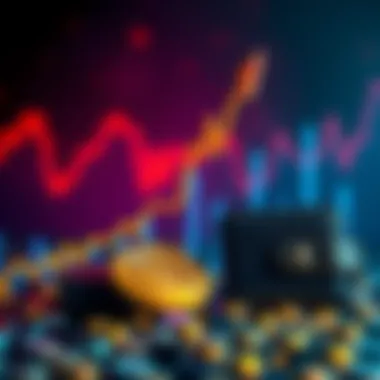 Graph showing Bitcoin price increasing with an upward trend and a digital wallet to represent investment