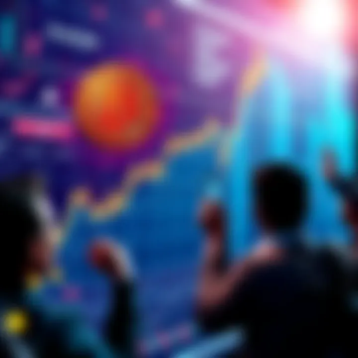 Graph showing Bitcoin price climbing back to $70,000 with excited investors in the background