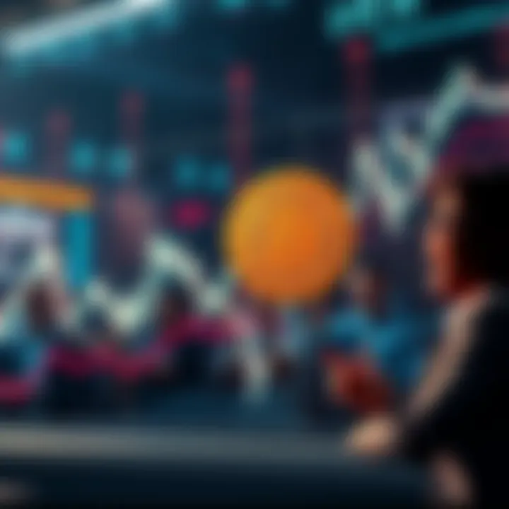 A graph showing Bitcoin prices rising sharply, with excited investors in the background watching the trend.