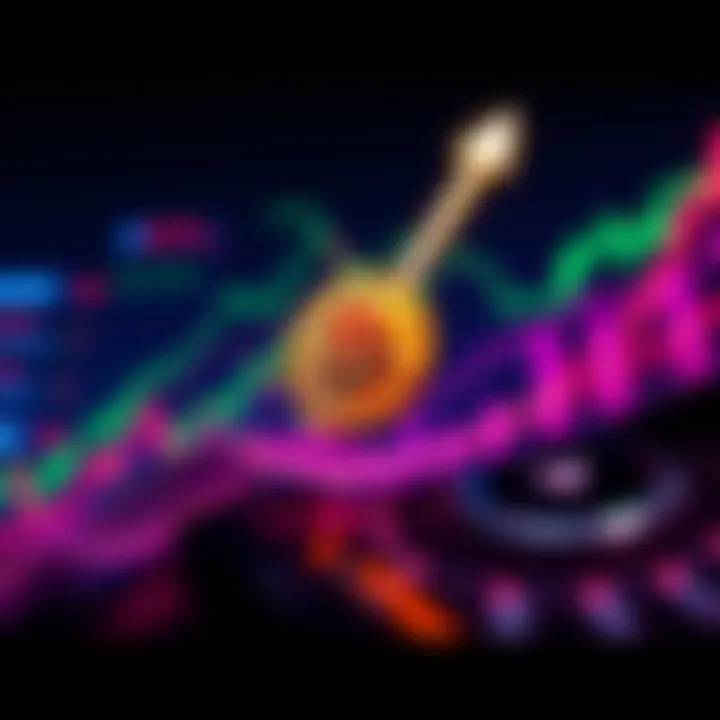 A graphic representation showing Bitcoin's price rising to 74009, with charts and arrows indicating growth.