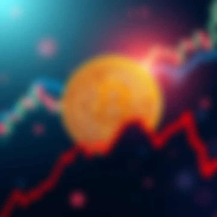 Bitcoin symbol with an upward trending graph showing a price increase, representing the rise to $77,000 amidst market skepticism.