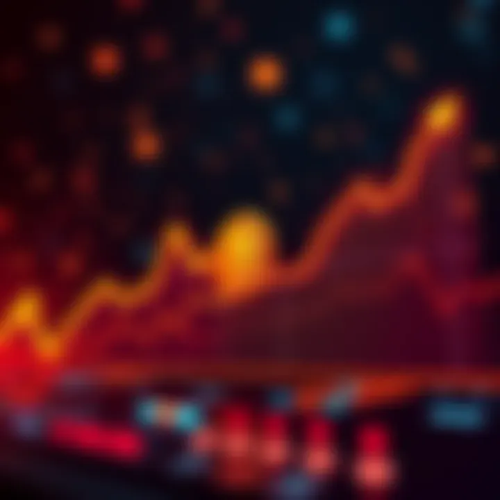 Graph showing Bitcoin price on the rise with an upward trend line and investment symbols in the background.