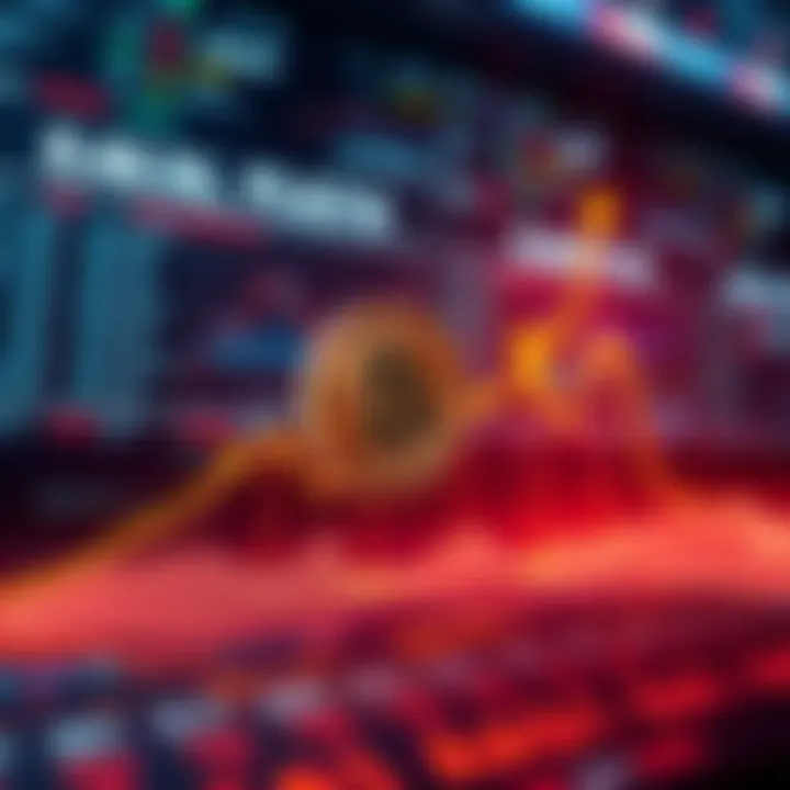 A graph showing Bitcoin's rising price over time against a backdrop of market news headlines, symbolizing growth in uncertain conditions.