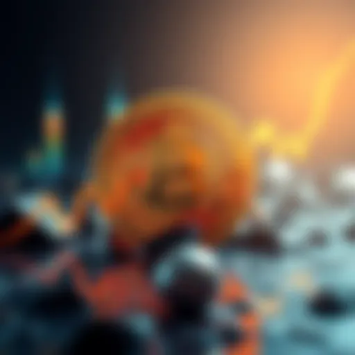 Bitcoin logo with rising graph showing a price increase