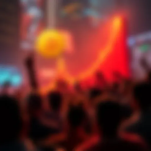 A graphic showing Bitcoin's rising value with people looking excited, symbolizing FOMO amid market changes.