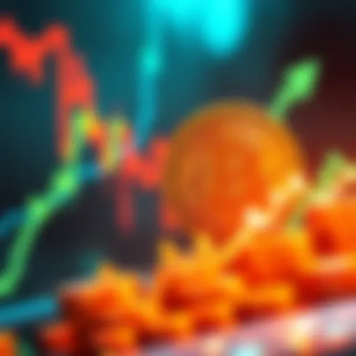 Graph showing Bitcoin prices increasing with a dollar sign symbolizing profit