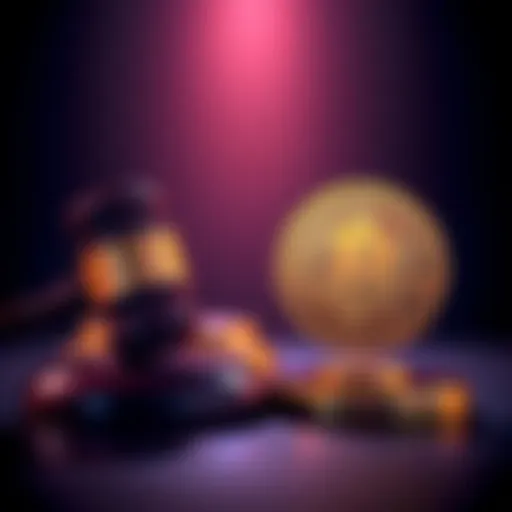 A gavel and Bitcoin symbol representing a court ruling on digital assets
