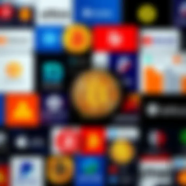 A collage of various platforms for buying Bitcoin, showing logos and screenshots of the services offered.