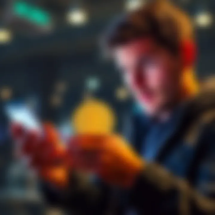 Bitcoin purchase time A person checking their smartphone with a Bitcoin symbol on the screen, looking curious about transaction speed
