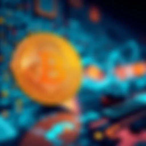 A Bitcoin symbol in front of a digital quantum computer with glowing circuits, representing the future challenges of cryptocurrency security.