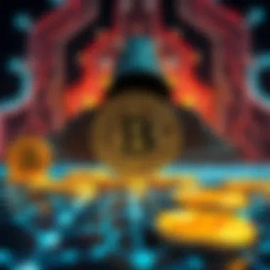 A visual representation showing Bitcoin symbols with a shadowy quantum computer looming in the background, highlighting the risk to cryptocurrency assets.