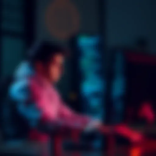 A criminal sitting at a computer, looking worried as Bitcoin transaction details appear on the screen, symbolizing the risks of using Bitcoin for illegal activities in 2026.