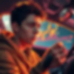 Bitcoin Regret A young person looking at a graph showing Bitcoin prices rising, looking disappointed while holding a car key, symbolizing regret over selling Bitcoin for debts.