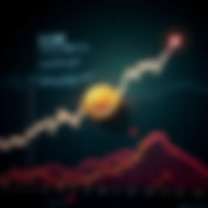 A graphic showing a sharp upward trend in Bitcoin's value on a chart, highlighting market dynamics and potential bubble.