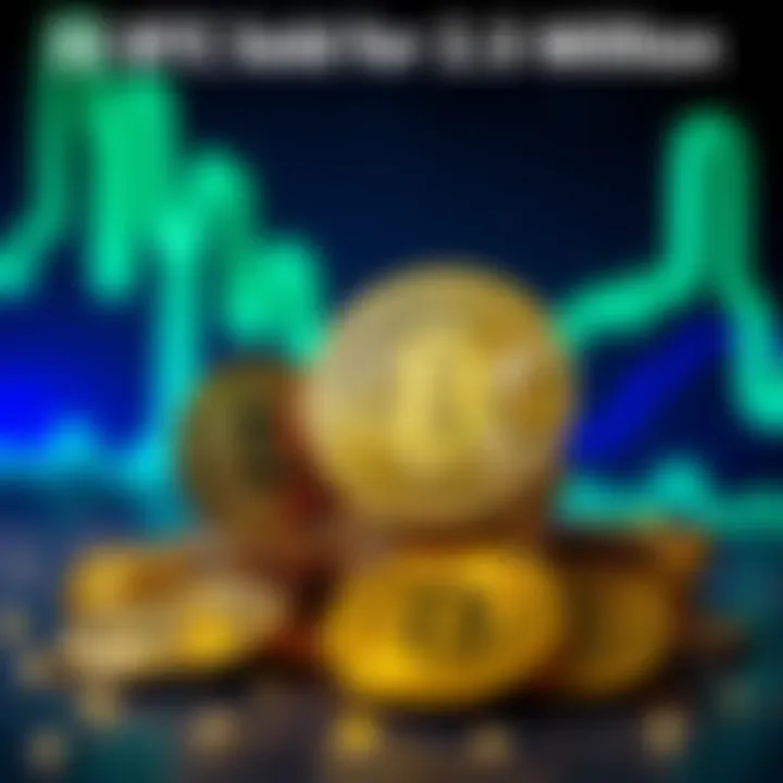Bitcoin Sale A stack of Bitcoin coins with a dollar sign in the background, representing a significant sale.
